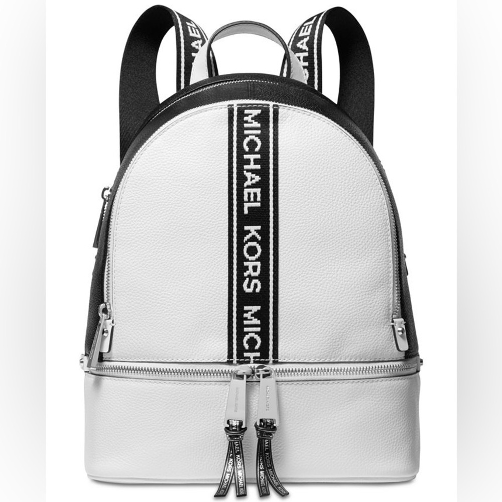 Michael Kors White and Black Leather Backpack